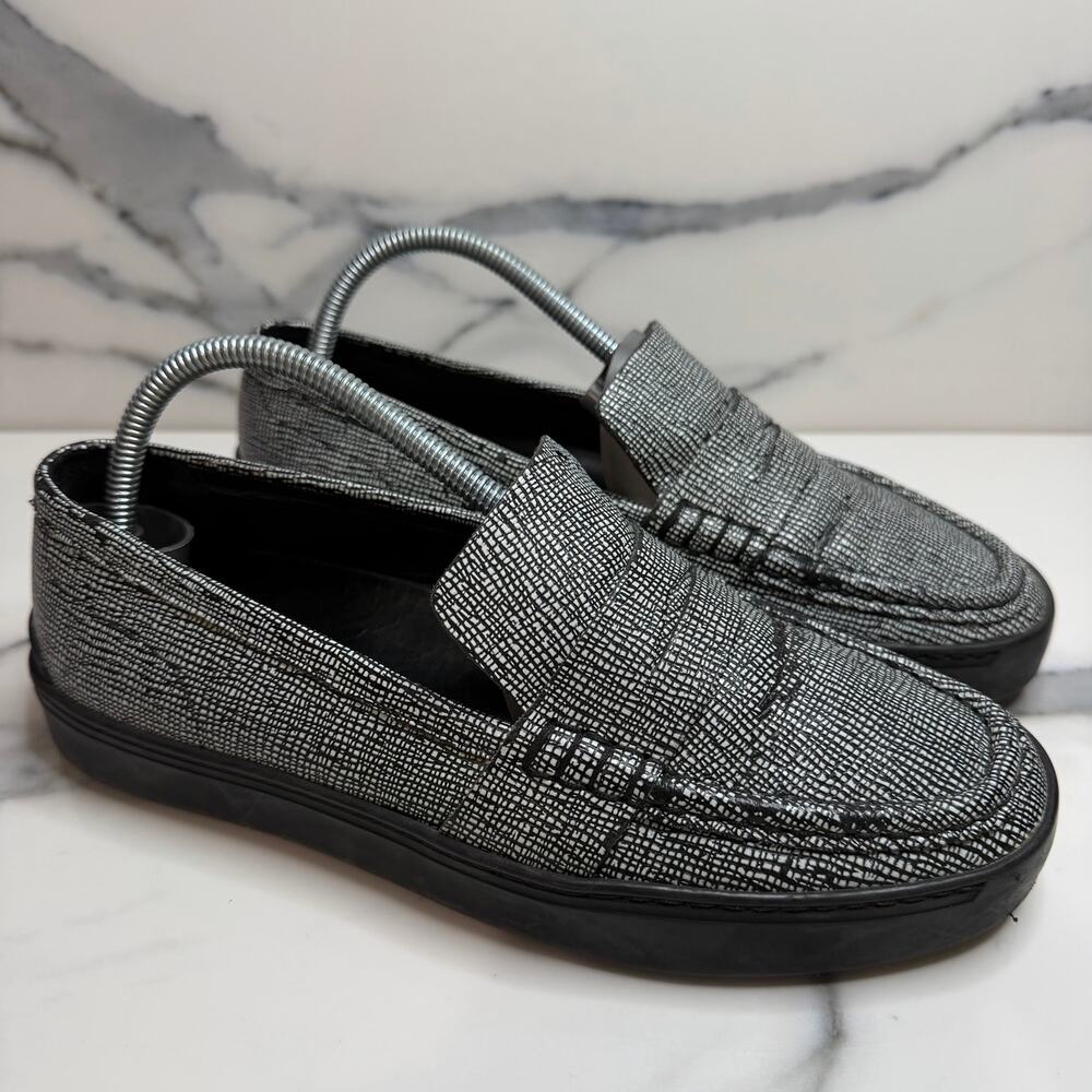 Rag & Bone Women's Black White Crosshatch Leather Colby Loafers Sz 7.5 Classic